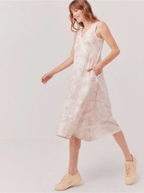 Pact Blush Tie-Dye Sleeveless V-Neck Midi Dress